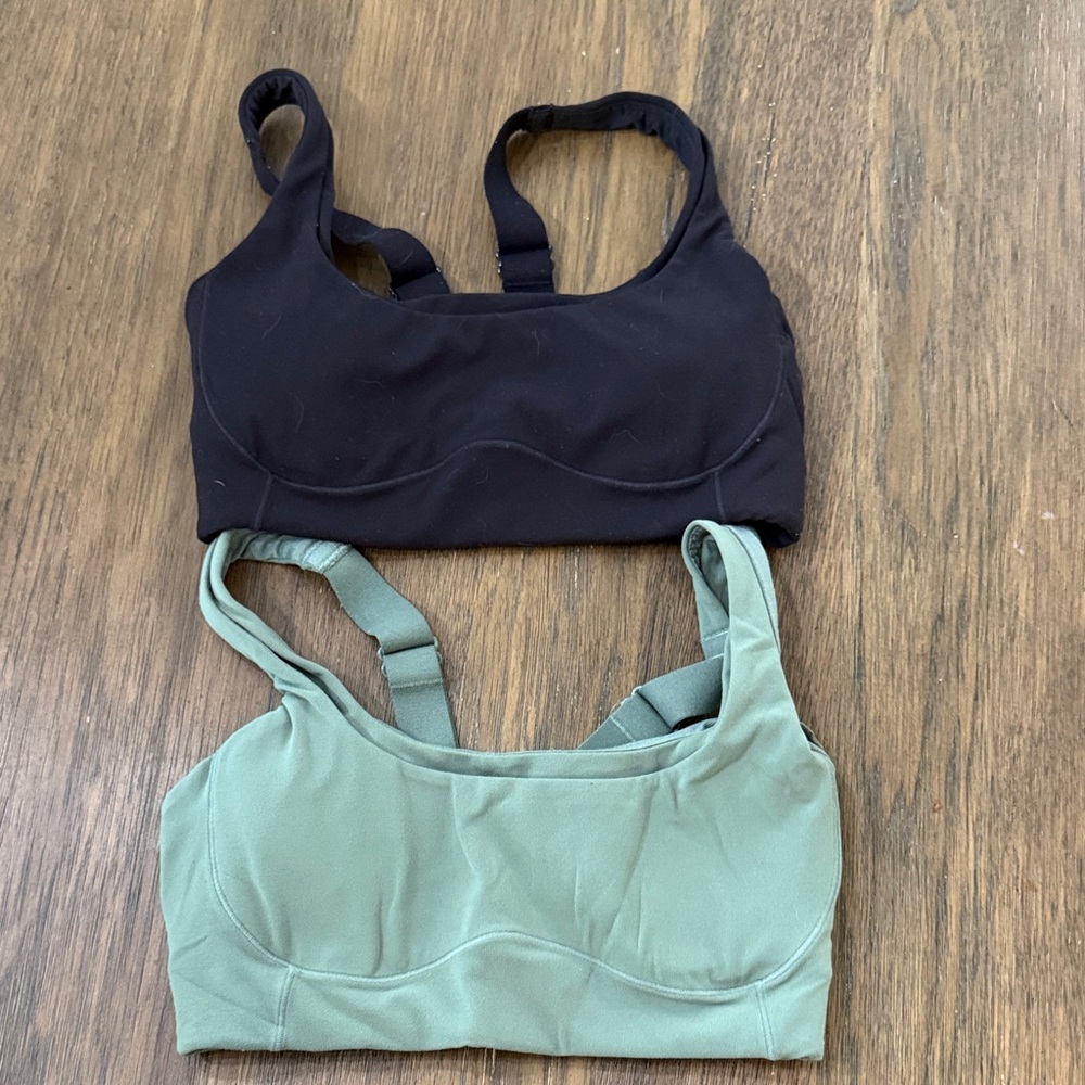 Stori Black and Green Sports Bras